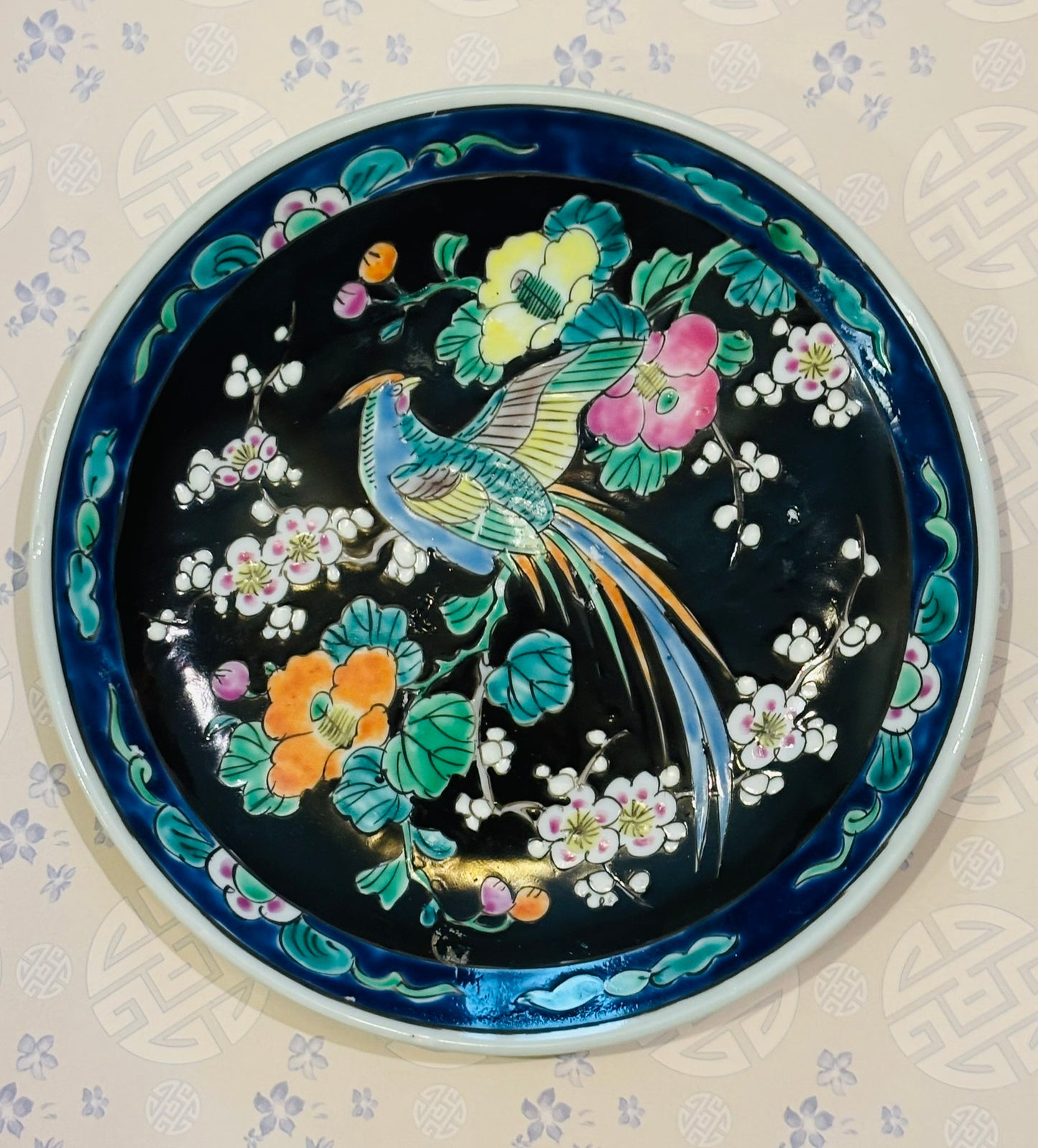 Japanese Black Bird plate  9.75 x 1