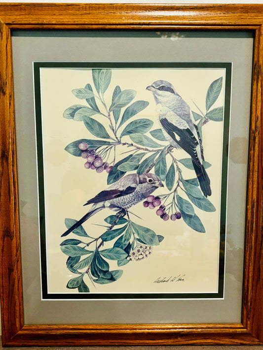Framed Richard Lowe Sparrow Art signed 16 x 20