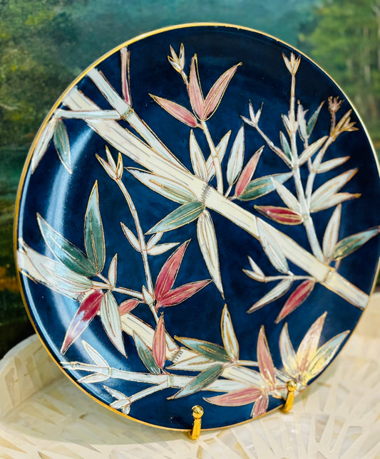 Vintage Andrea by Sadek Bamboo plate 10.25 (blue with bamboo)